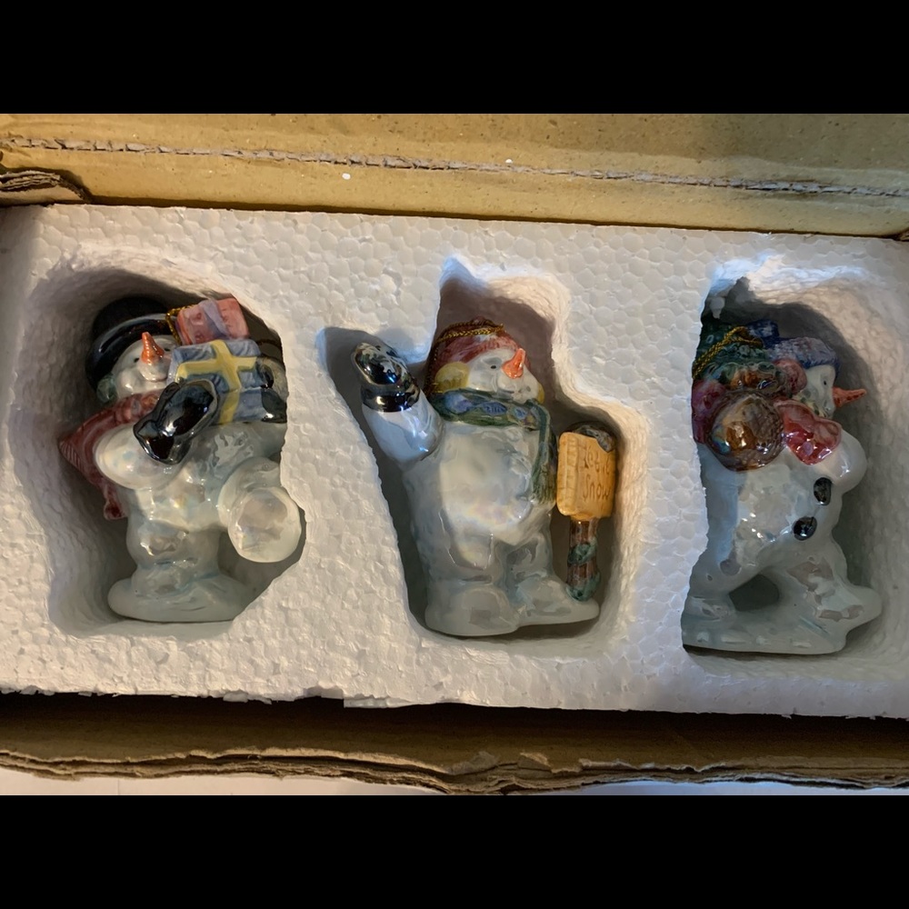 Vintage Snowmen Blown Glass Home Interiors Christmas Ornaments